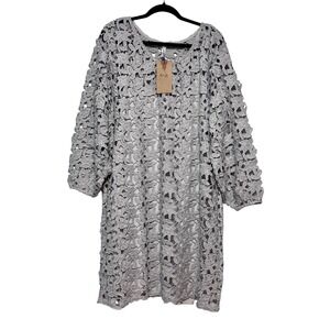 Aria Handmade Quiet Luxury 3D Floral‎ Lace Dress 1XL Coquette Crochet Fairycore